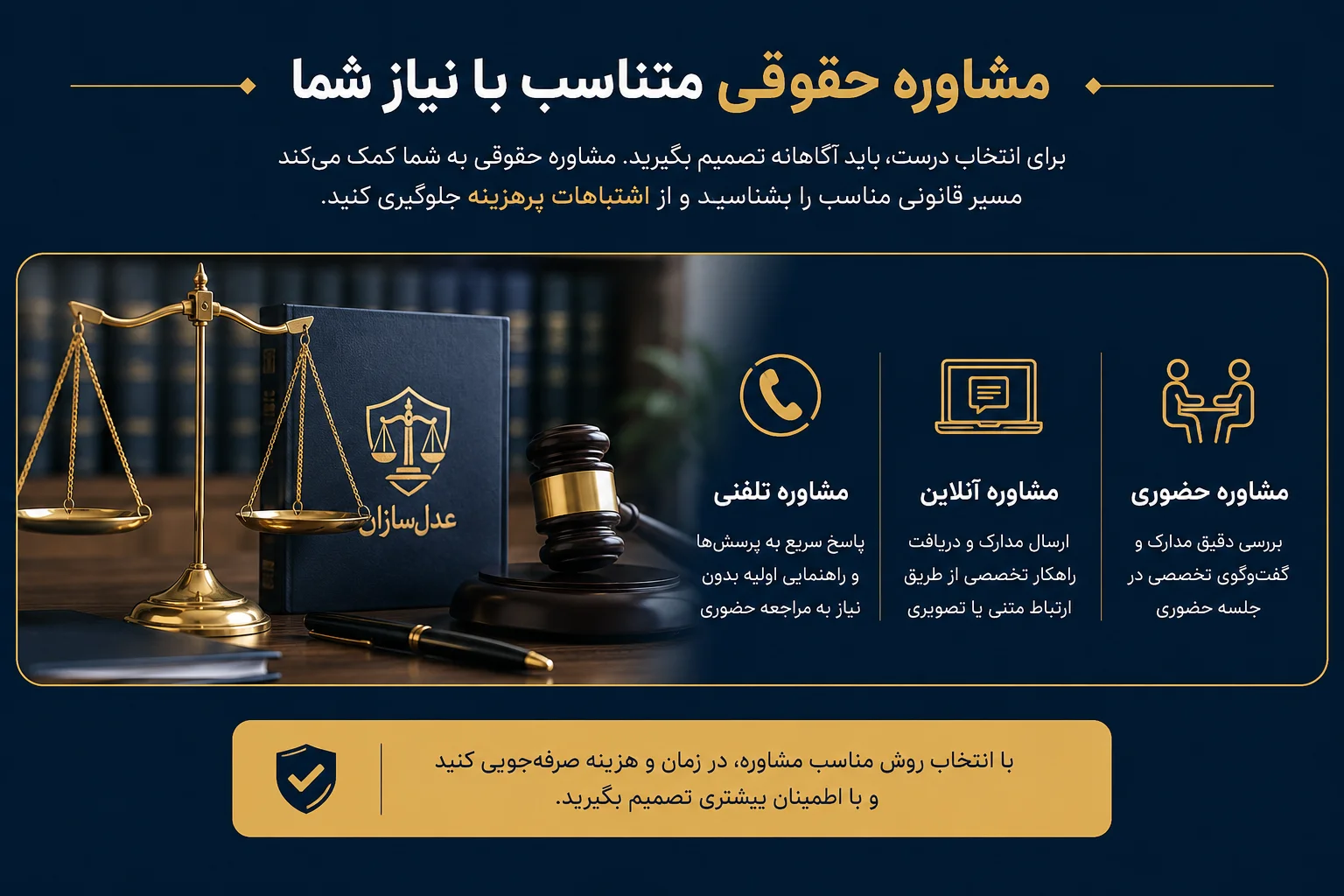 انواع مشاوره حقوقی؛ مقایسه مشاوره حقوقی تلفنی، آنلاین و حضوری