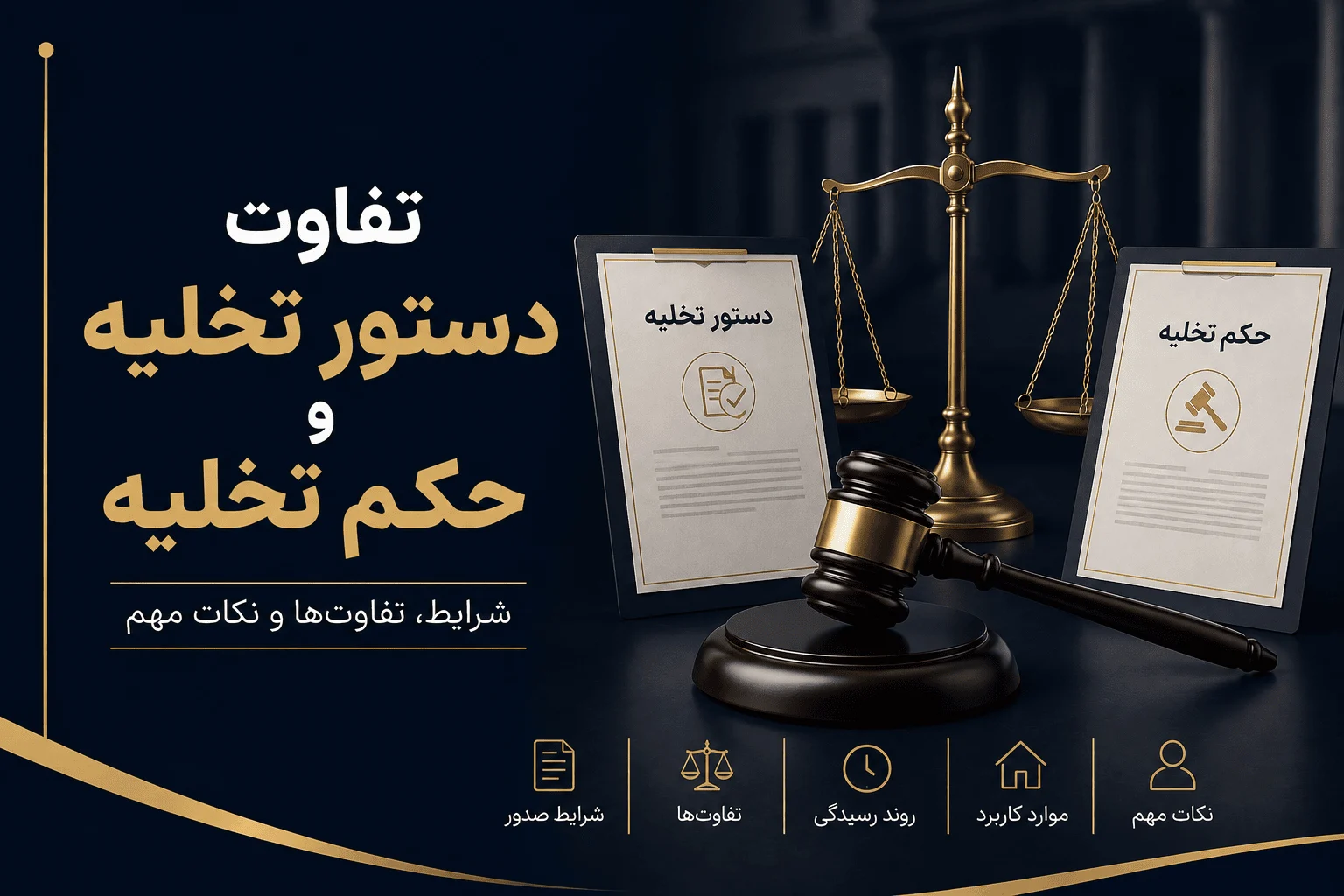 بنر تفاوت حکم تخلیه و دستور تخلیه